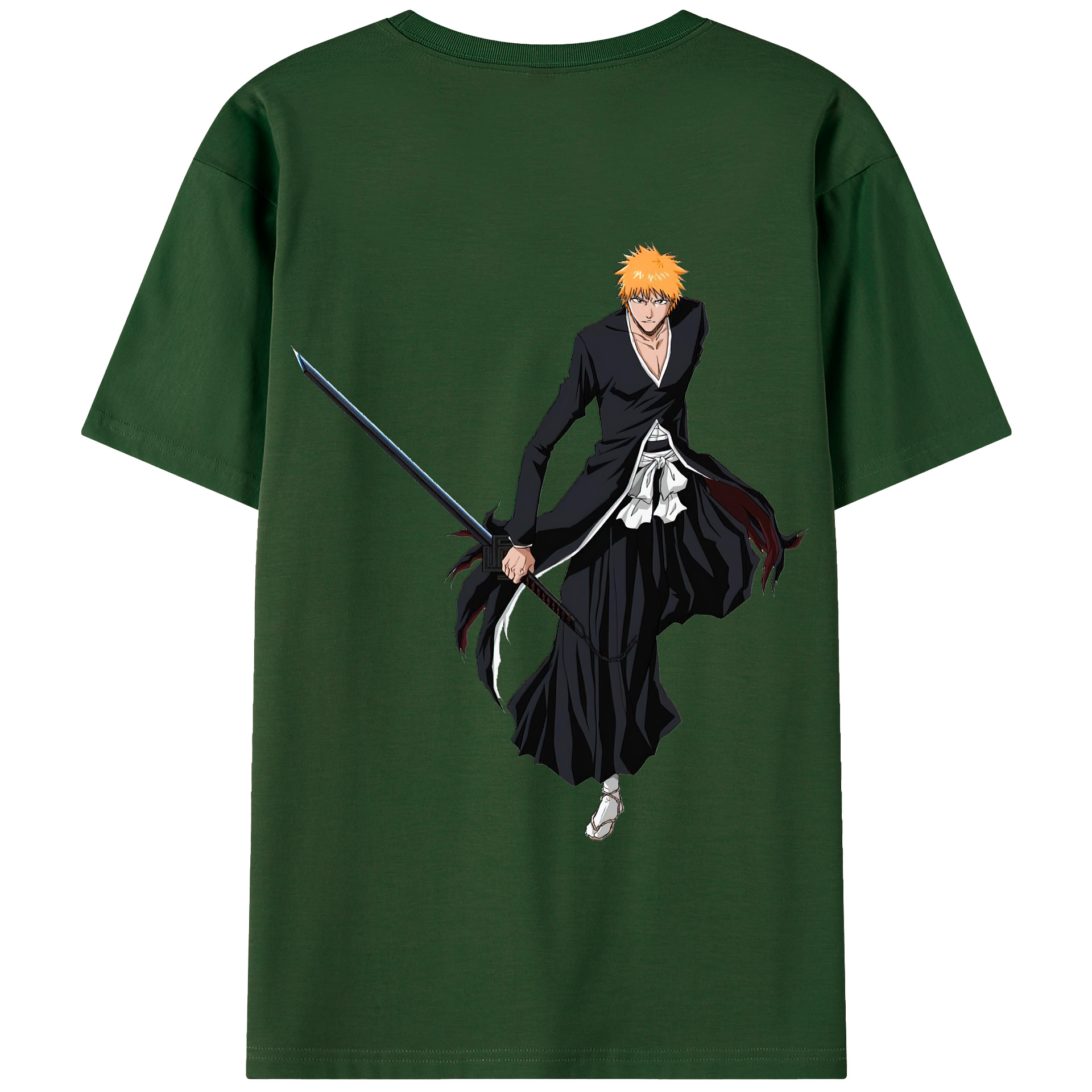 （画像用） ブリーチ 黒崎一護（くろさき いちご）BLEACH Kurosaki Ichigo 綿100％半袖Tシャツ（背面プリント）